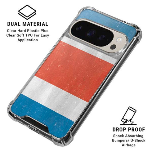 Costa Rican Flag Distressed Pixel 9/9 Pro Clear Case